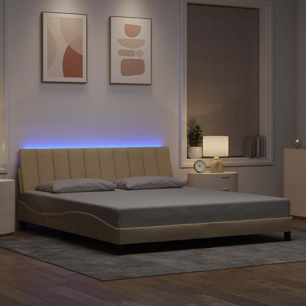 sengeramme uden madras Hanko 180x200 cm stof cremefarvet