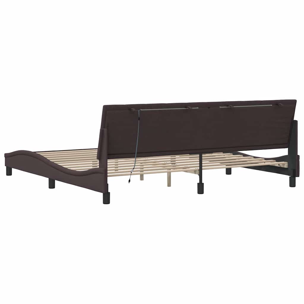 sengeramme uden madras Hanko 200x200 cm stof mørkebrun