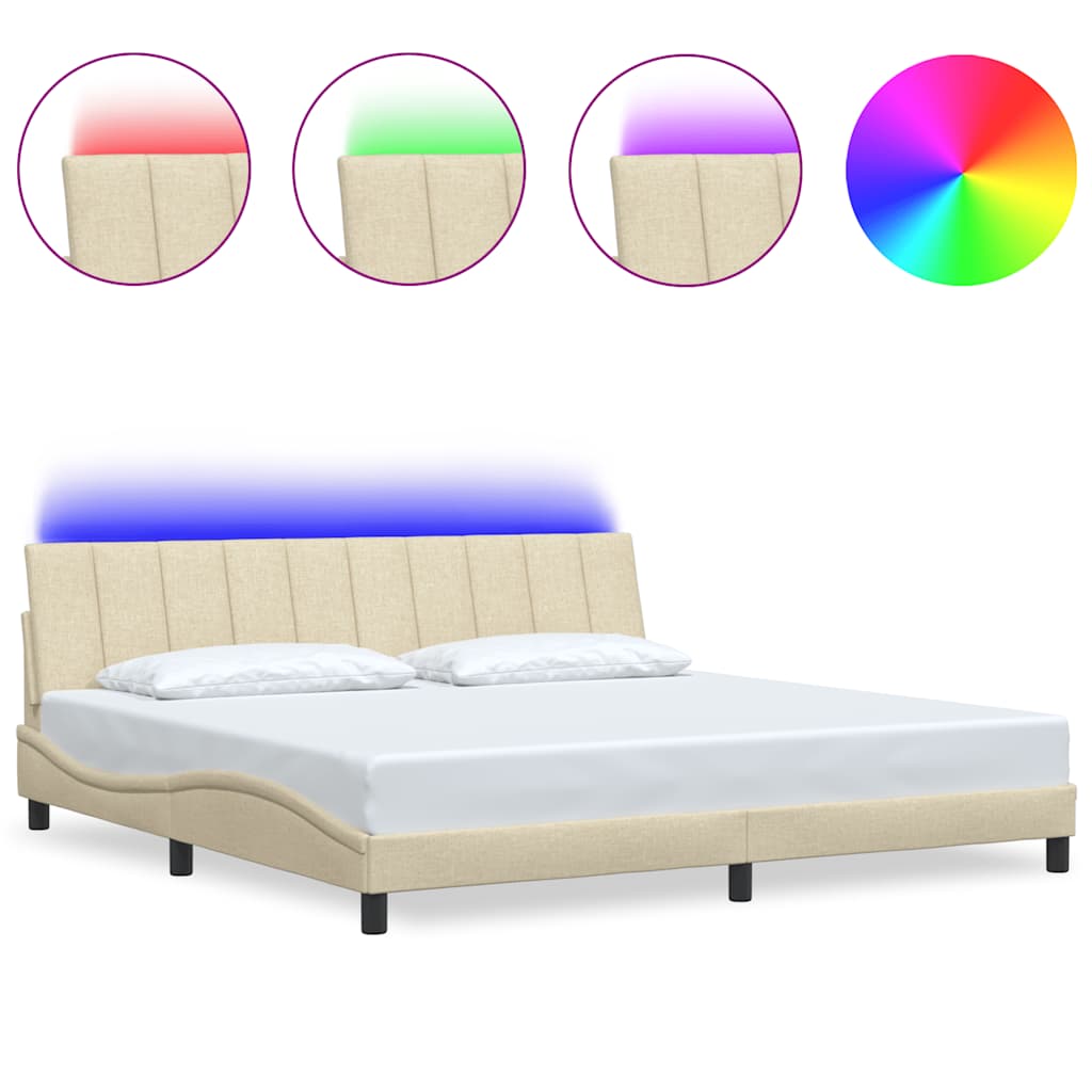 sengeramme uden madras Hanko 200x200 cm stof cremefarvet