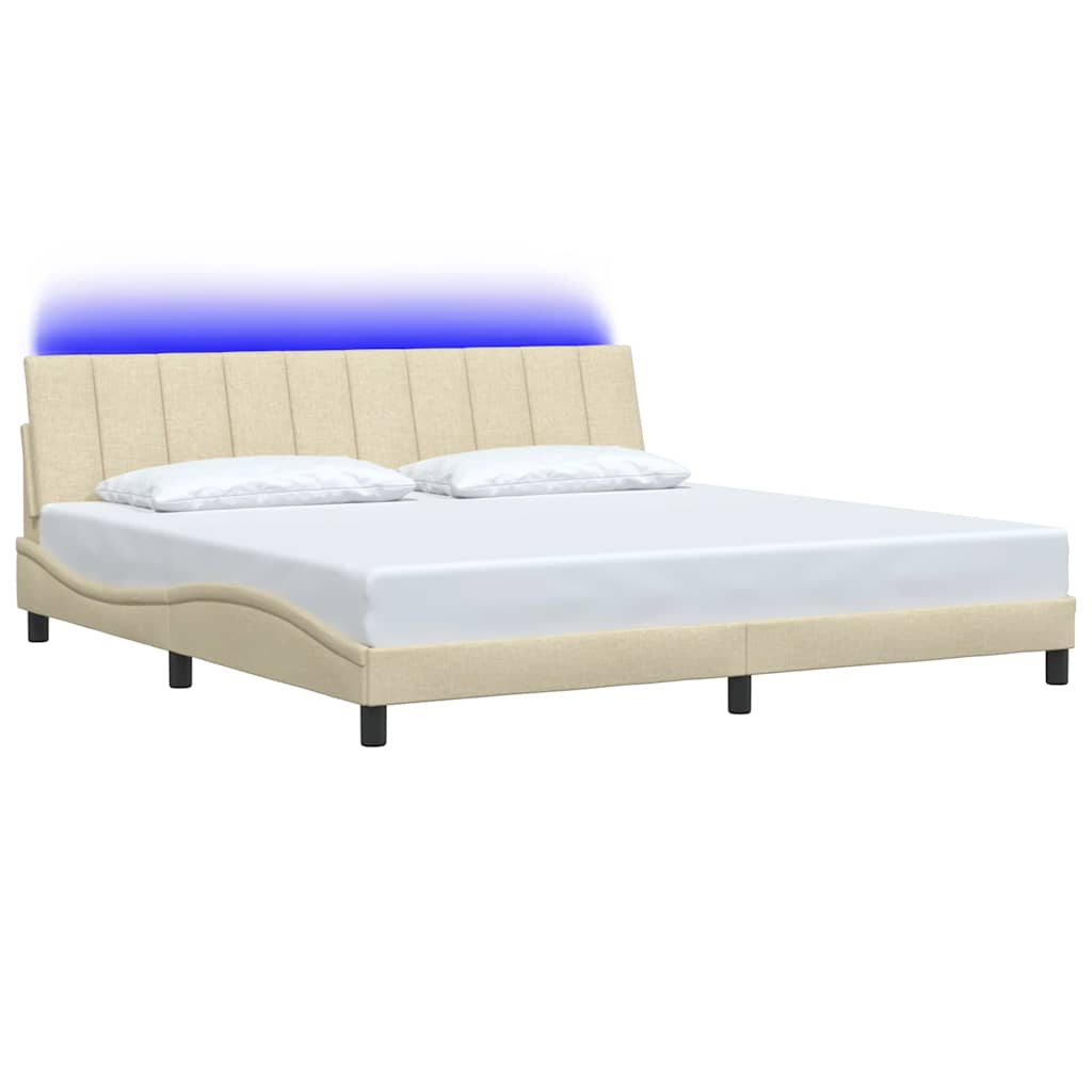 sengeramme uden madras Hanko 200x200 cm stof cremefarvet