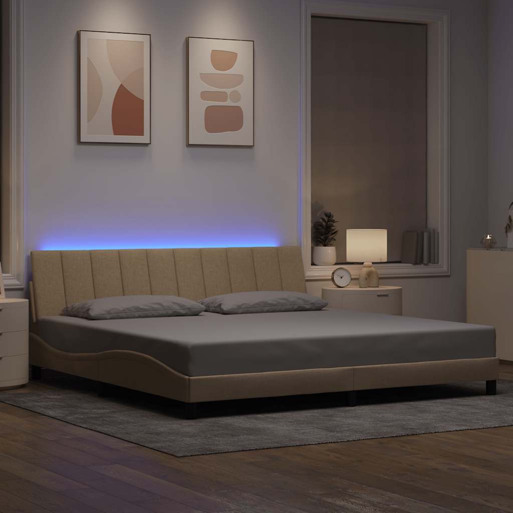 sengeramme uden madras Hanko 200x200 cm stof cremefarvet