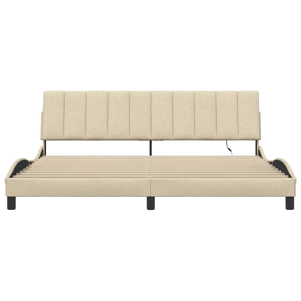 sengeramme uden madras Hanko 200x200 cm stof cremefarvet