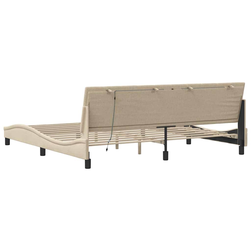 sengeramme uden madras Hanko 200x200 cm stof cremefarvet