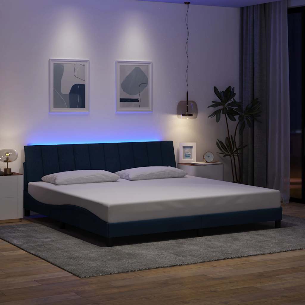 sengeramme uden madras Hanko 200x200 cm stof blå