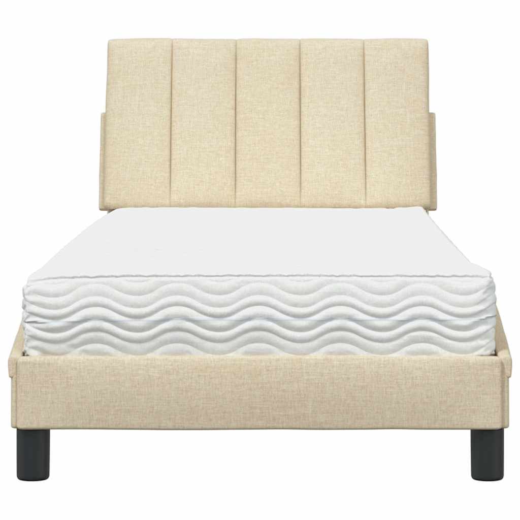 seng med madras Hanko 90x190 cm stof cremefarvet
