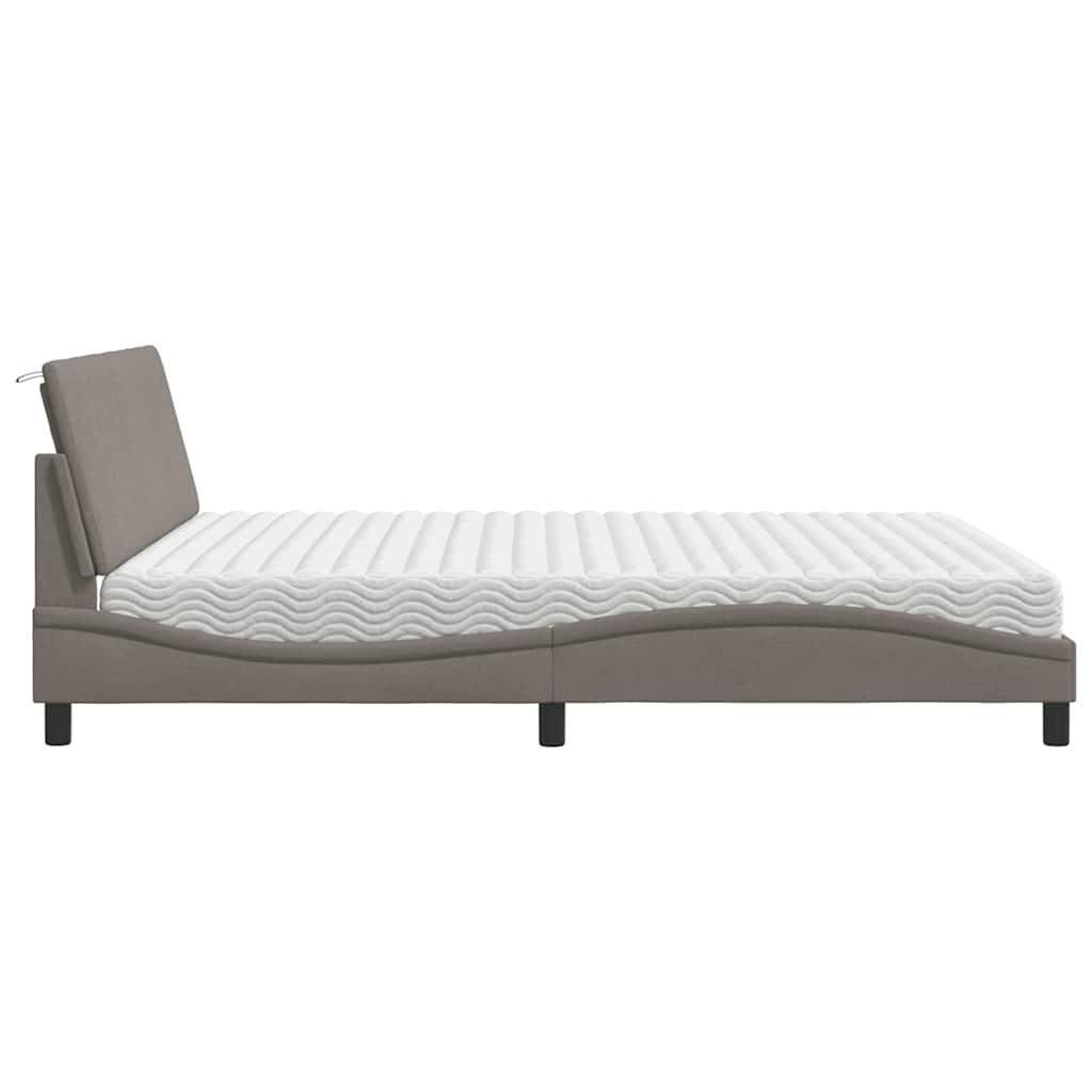 seng med madras Hanko 180x200 cm stof gråbrun