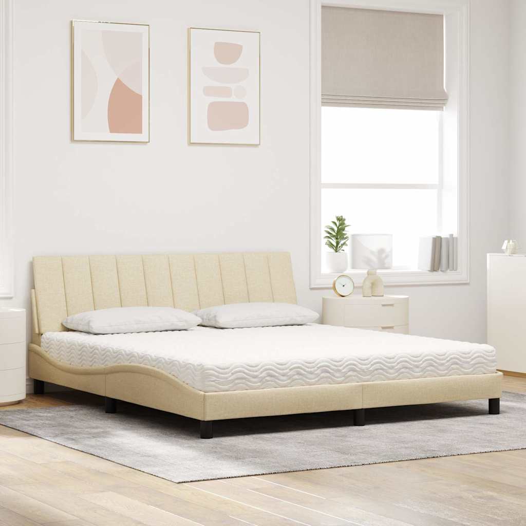 seng med madras Hanko 180x200 cm stof cremefarvet