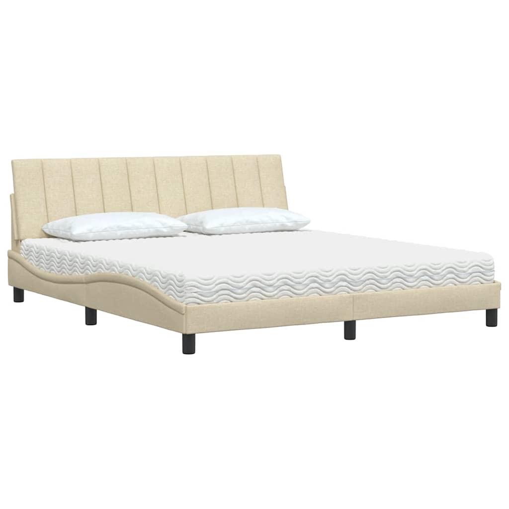 seng med madras Hanko 180x200 cm stof cremefarvet