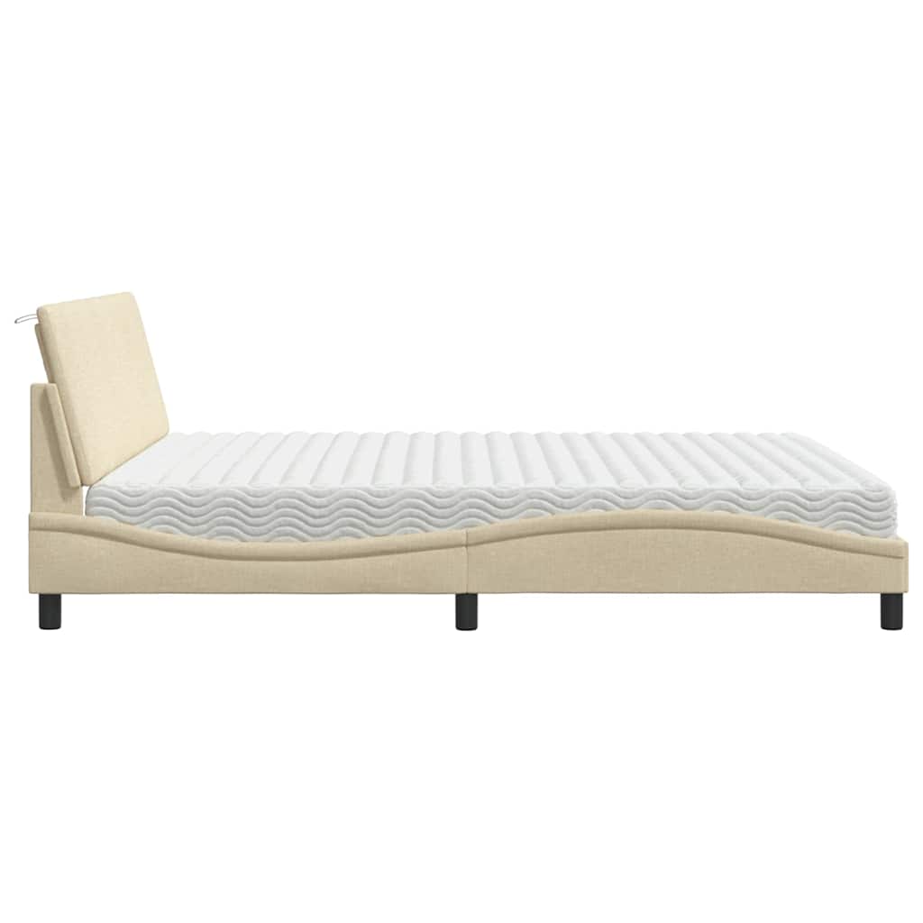 seng med madras Hanko 180x200 cm stof cremefarvet