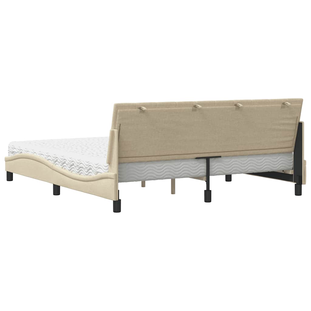 seng med madras Hanko 180x200 cm stof cremefarvet
