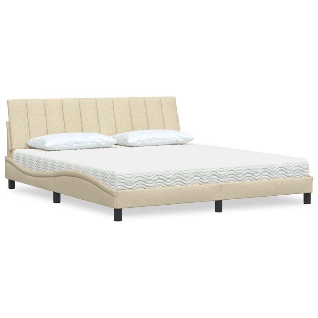 seng med madras Hanko 180x200 cm stof cremefarvet