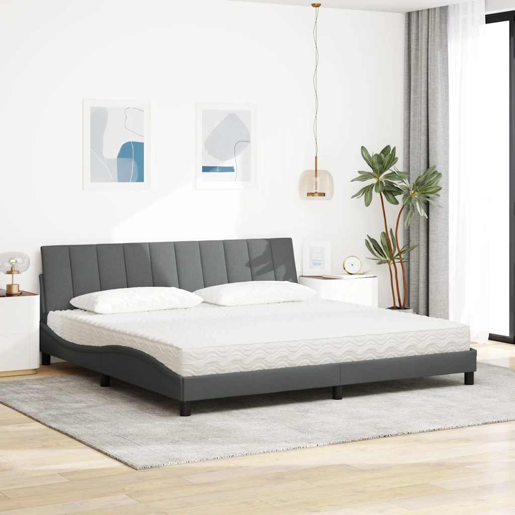 seng med madras Hanko 200x200 cm stof mørkegrå