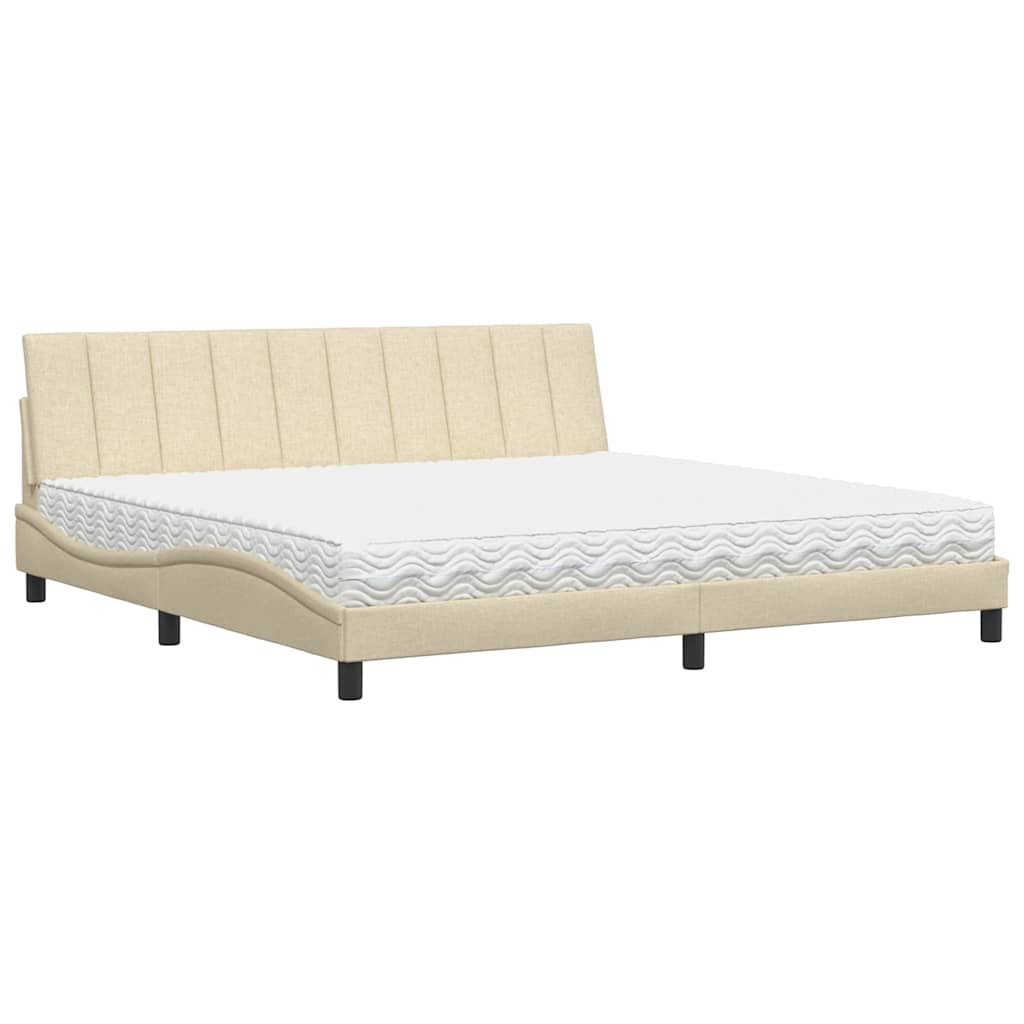 seng med madras Hanko 200x200 cm stof cremefarvet
