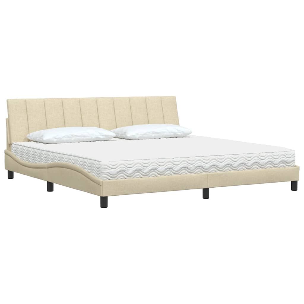 seng med madras Hanko 200x200 cm stof cremefarvet