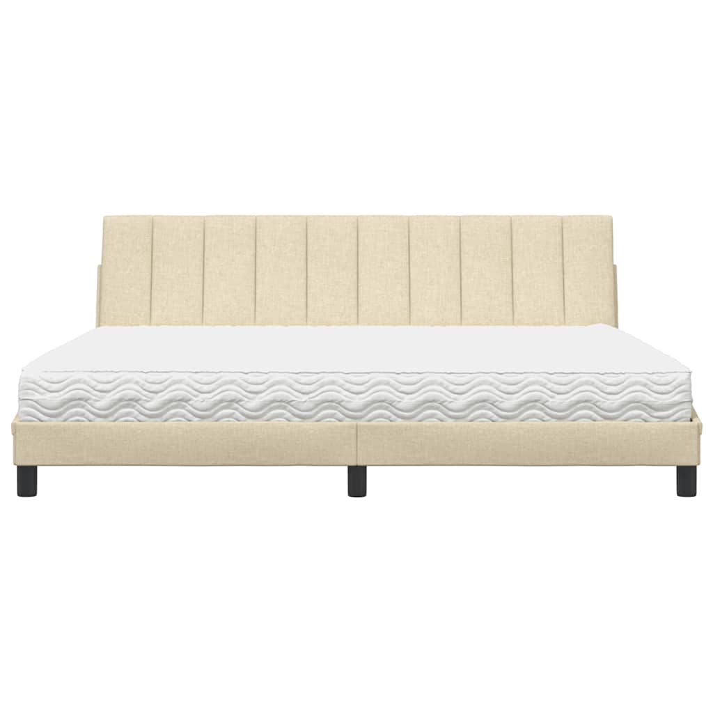 seng med madras Hanko 200x200 cm stof cremefarvet