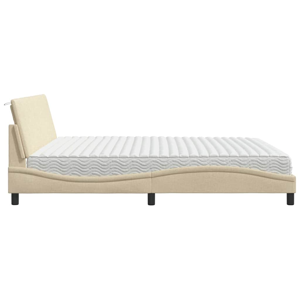 seng med madras Hanko 200x200 cm stof cremefarvet