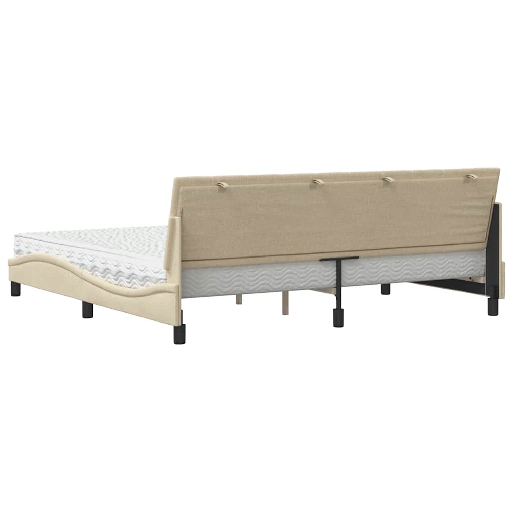 seng med madras Hanko 200x200 cm stof cremefarvet