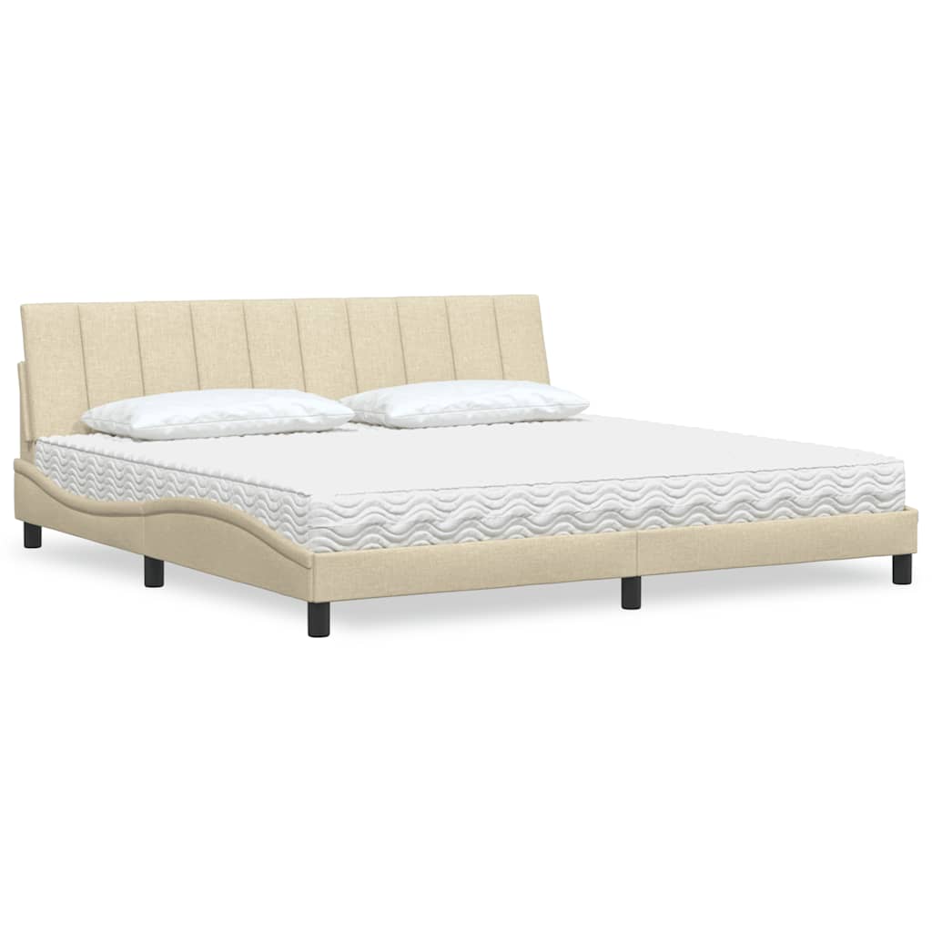 seng med madras Hanko 200x200 cm stof cremefarvet