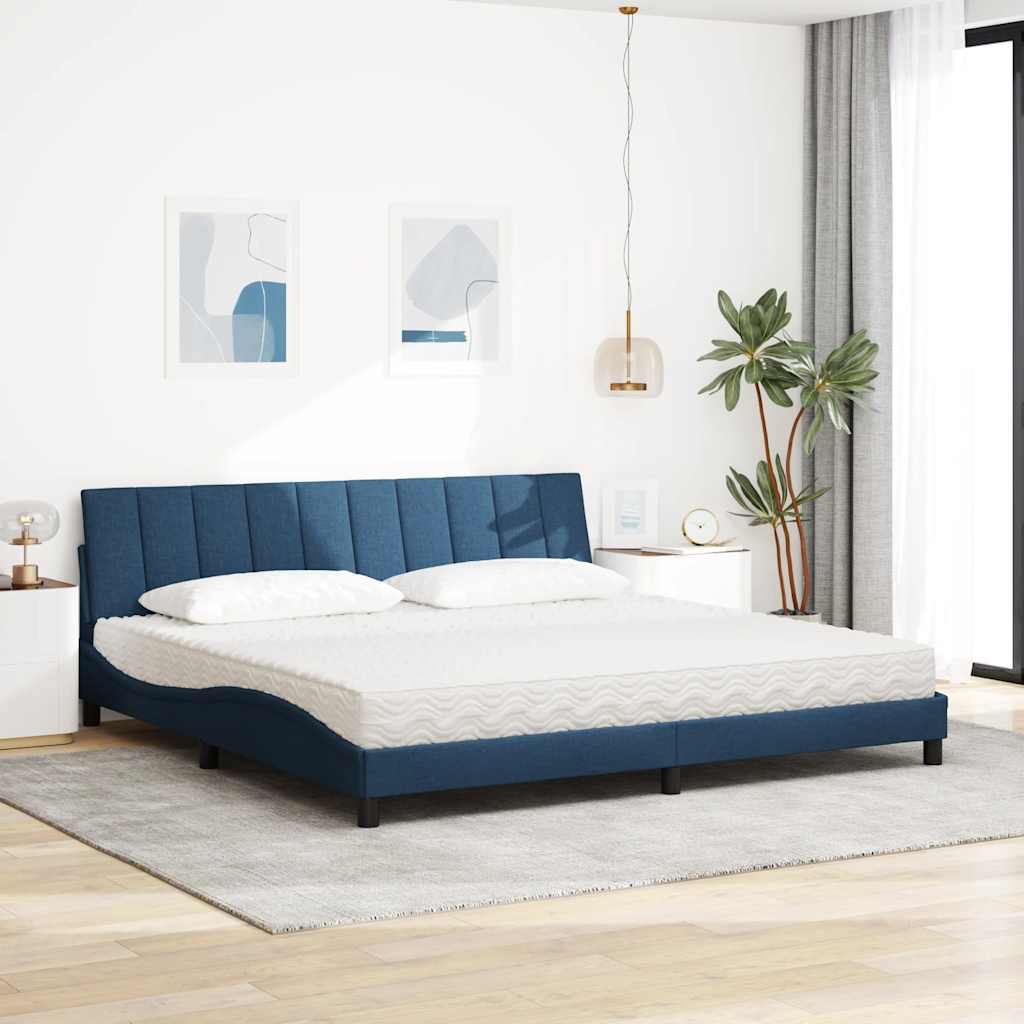seng med madras Hanko 200x200 cm stof blå