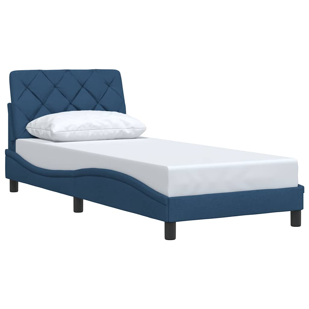 sengeramme uden madras 90x190 cm stof blå