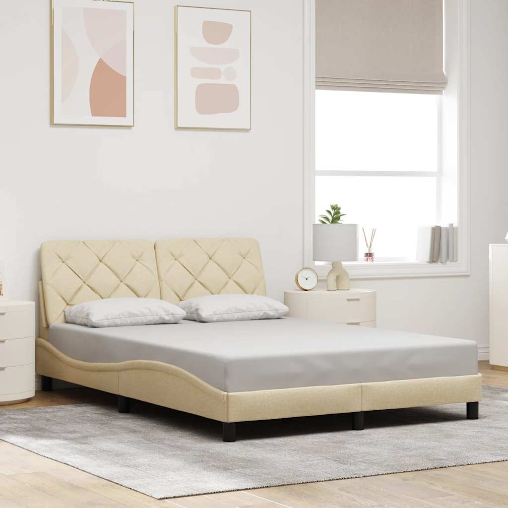 sengeramme uden madras 140x200 cm stof cremefarvet