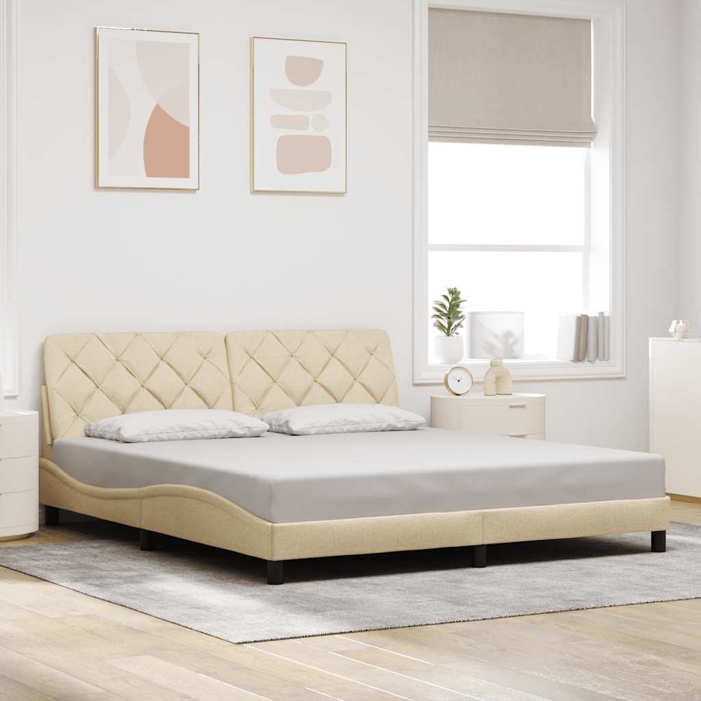 sengeramme uden madras 180x200 cm stof cremefarvet