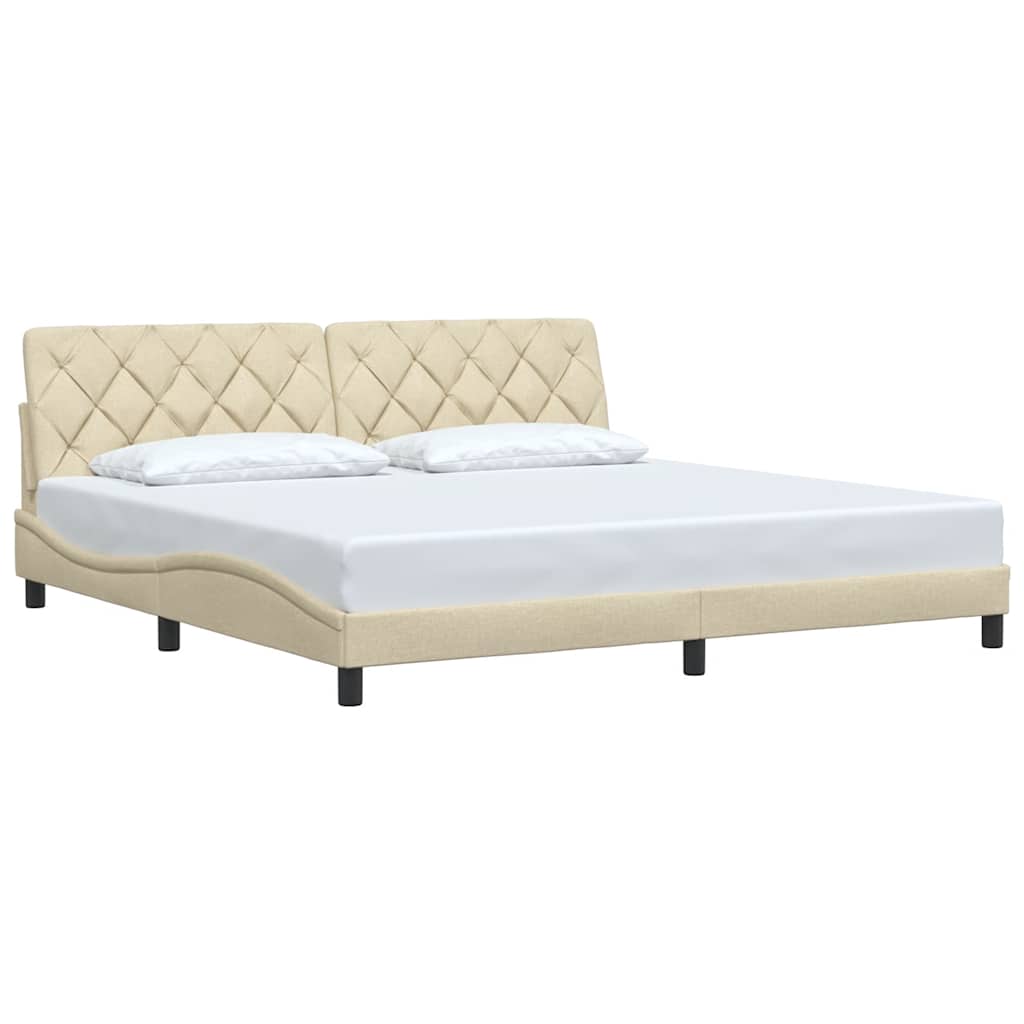 sengeramme uden madras 200x200 cm stof cremefarvet