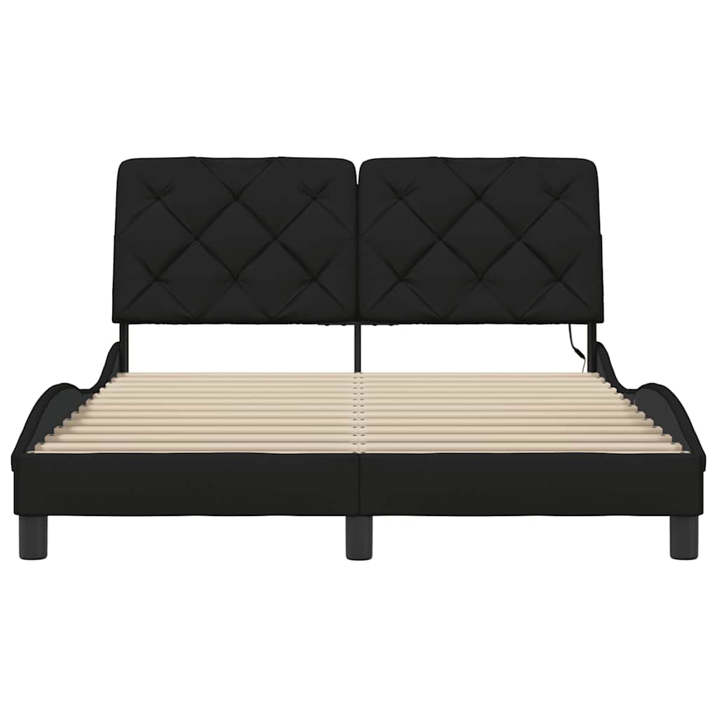 sengeramme med LED uden madras 140x200 cm stof sort