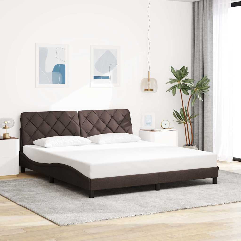 sengeramme med LED uden madras 180x200 cm stof mørkebrun