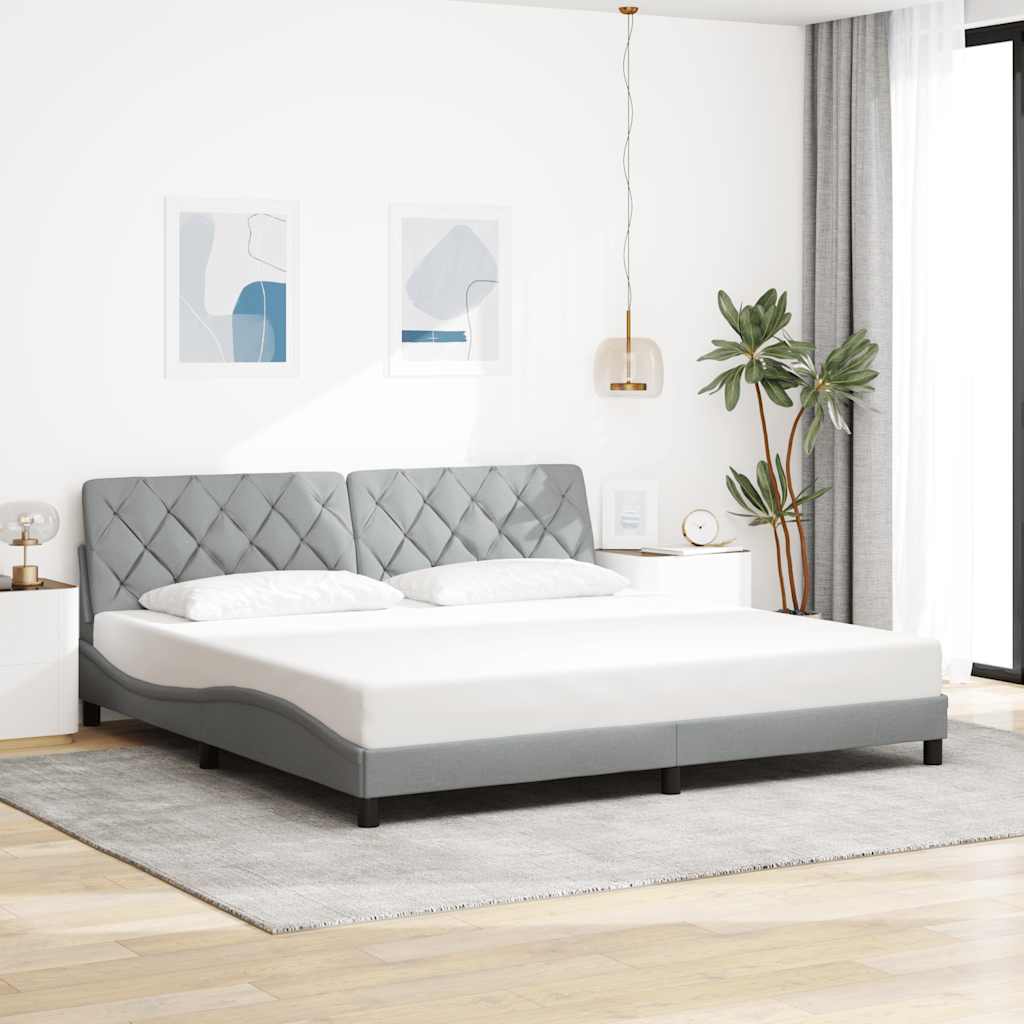 sengeramme med LED uden madras 200x200 cm stof lysegrå