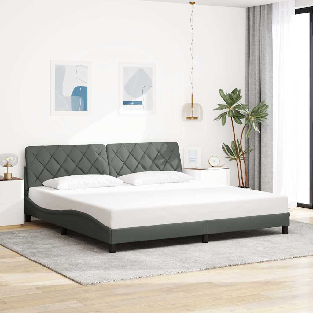 sengeramme med LED uden madras 200x200 cm stof mørkegrå