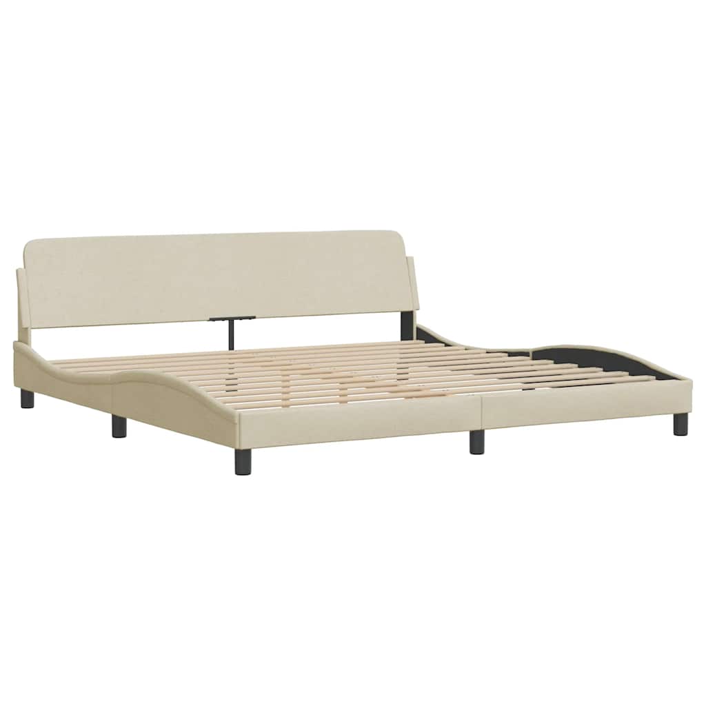 sengeramme med LED uden madras 200x200 cm stof cremefarvet