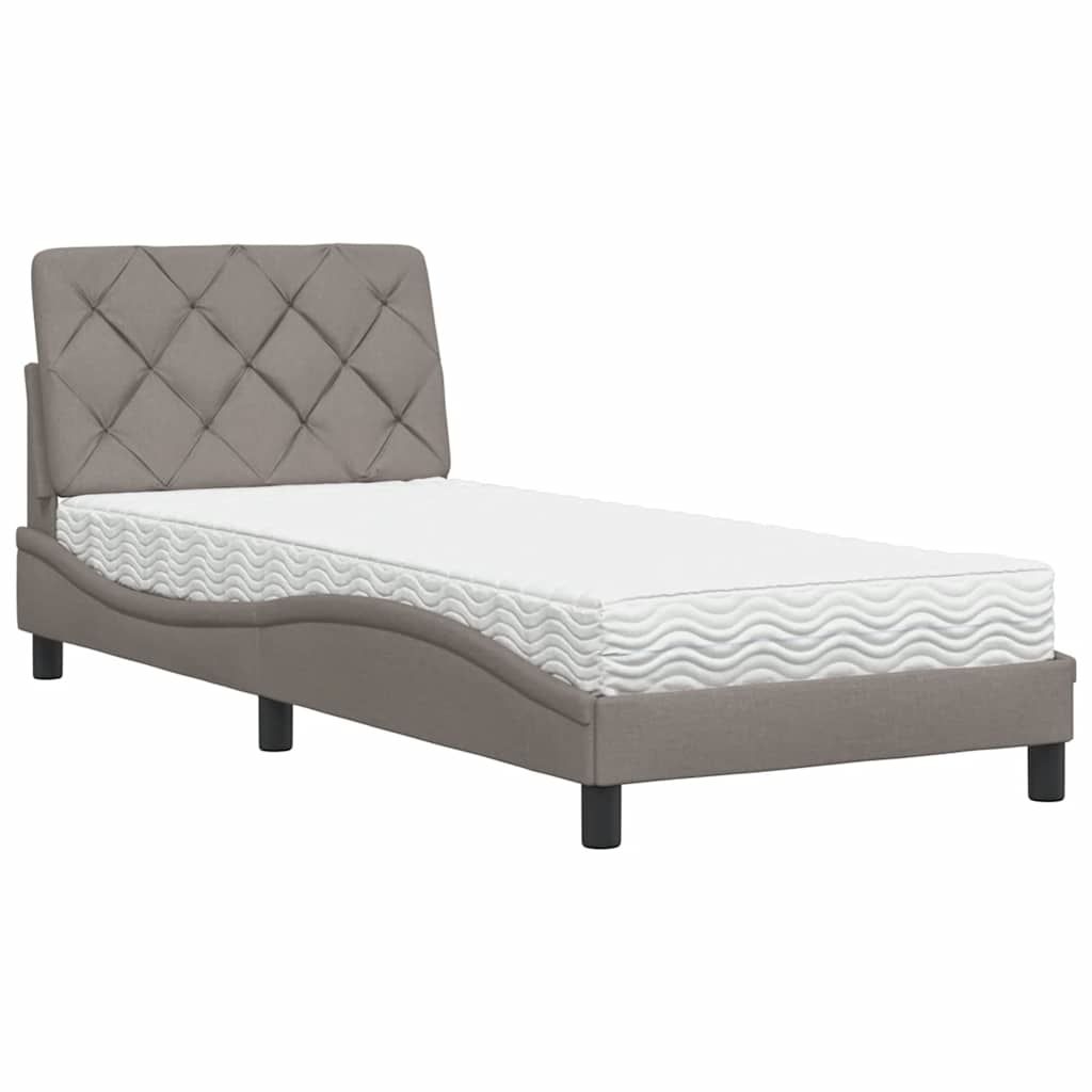 seng med madras 90x190 cm stof gråbrun