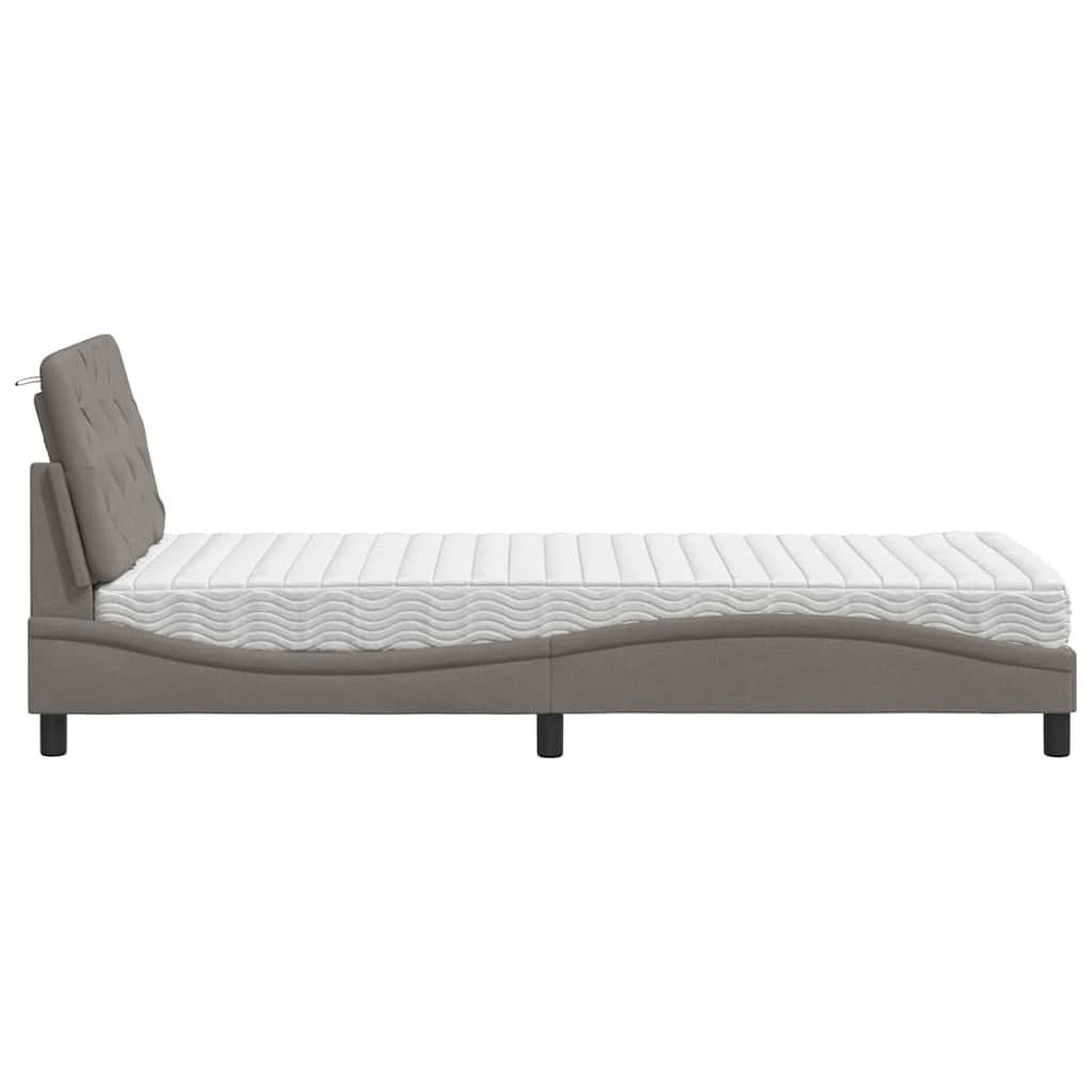 seng med madras 90x190 cm stof gråbrun