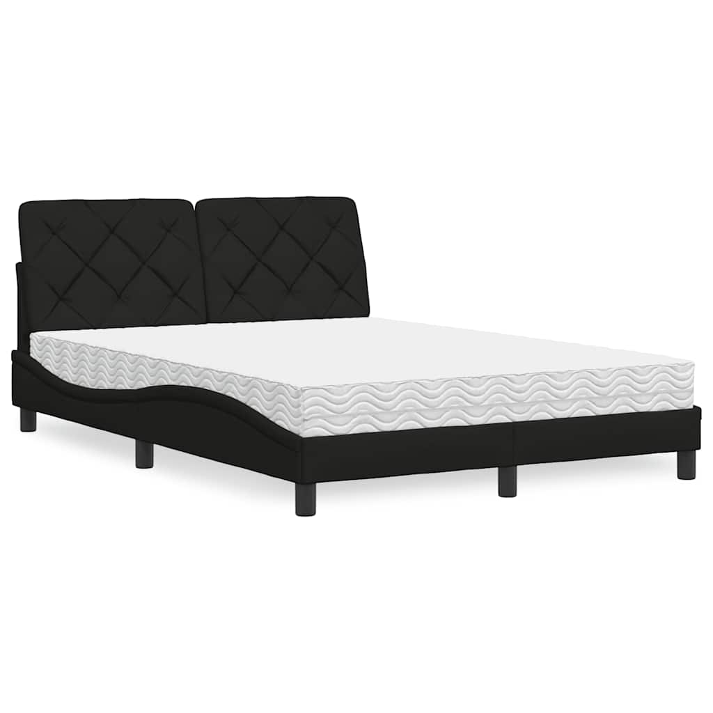Seng med madras 140x190 cm stof sort