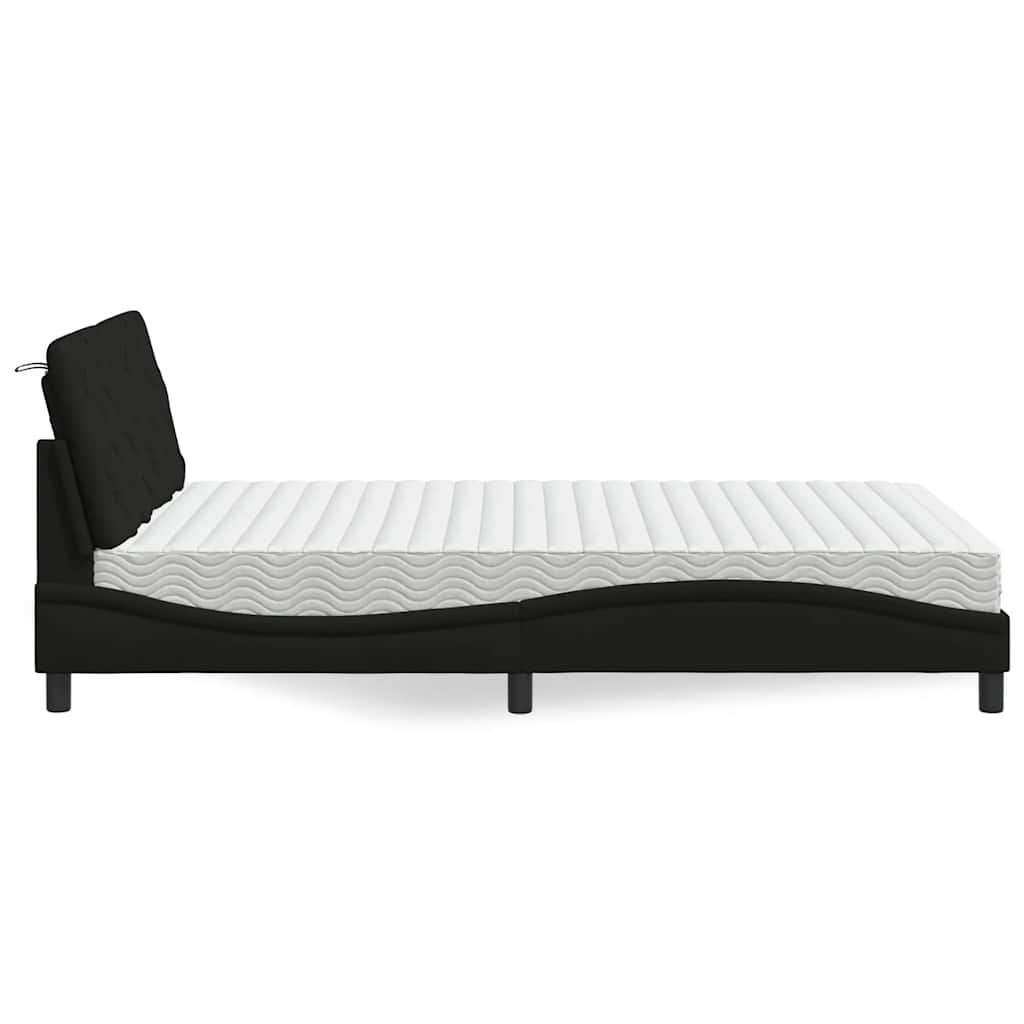 Seng med madras 140x190 cm stof sort