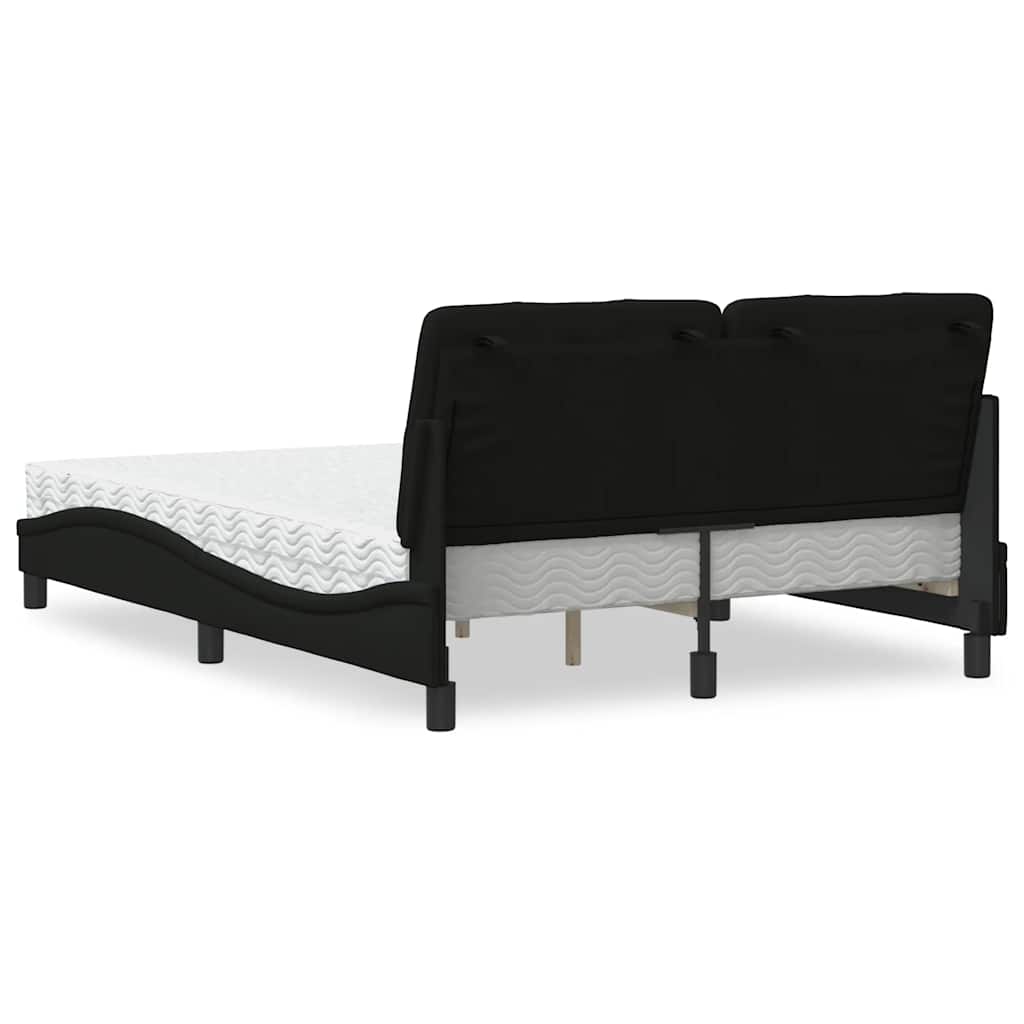 Seng med madras 140x190 cm stof sort