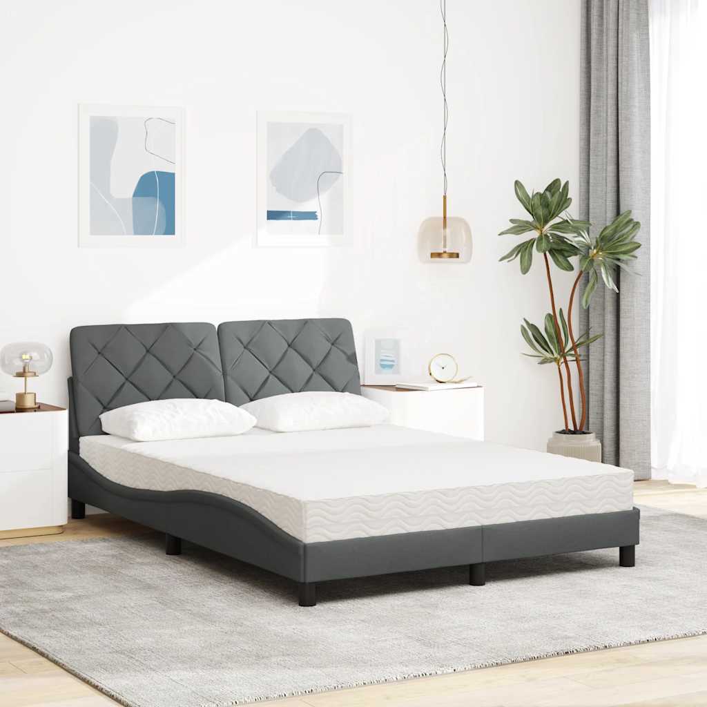 Seng med madras 140x200 cm stof mørkegrå