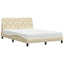 Seng med madras 140x200 cm stof cremefarvet