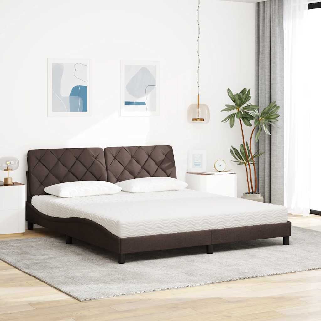 Seng med madras 180x200 cm stof mørkebrun
