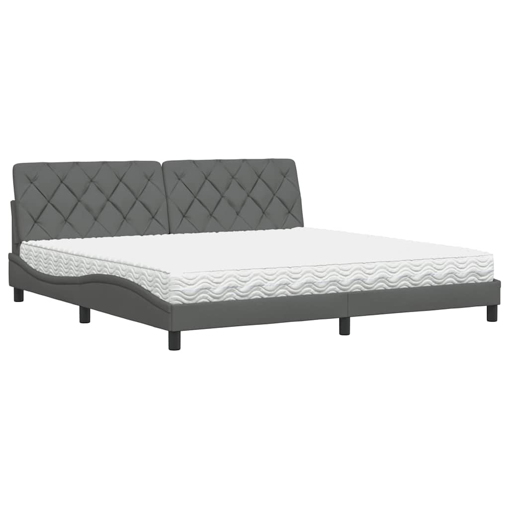 seng med madras 200x200 cm stof mørkegrå