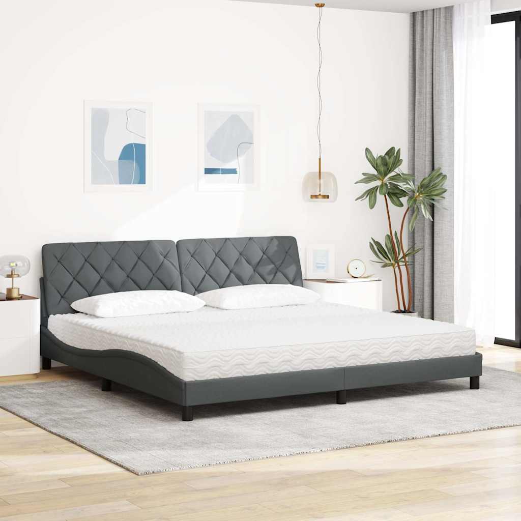 seng med madras 200x200 cm stof mørkegrå