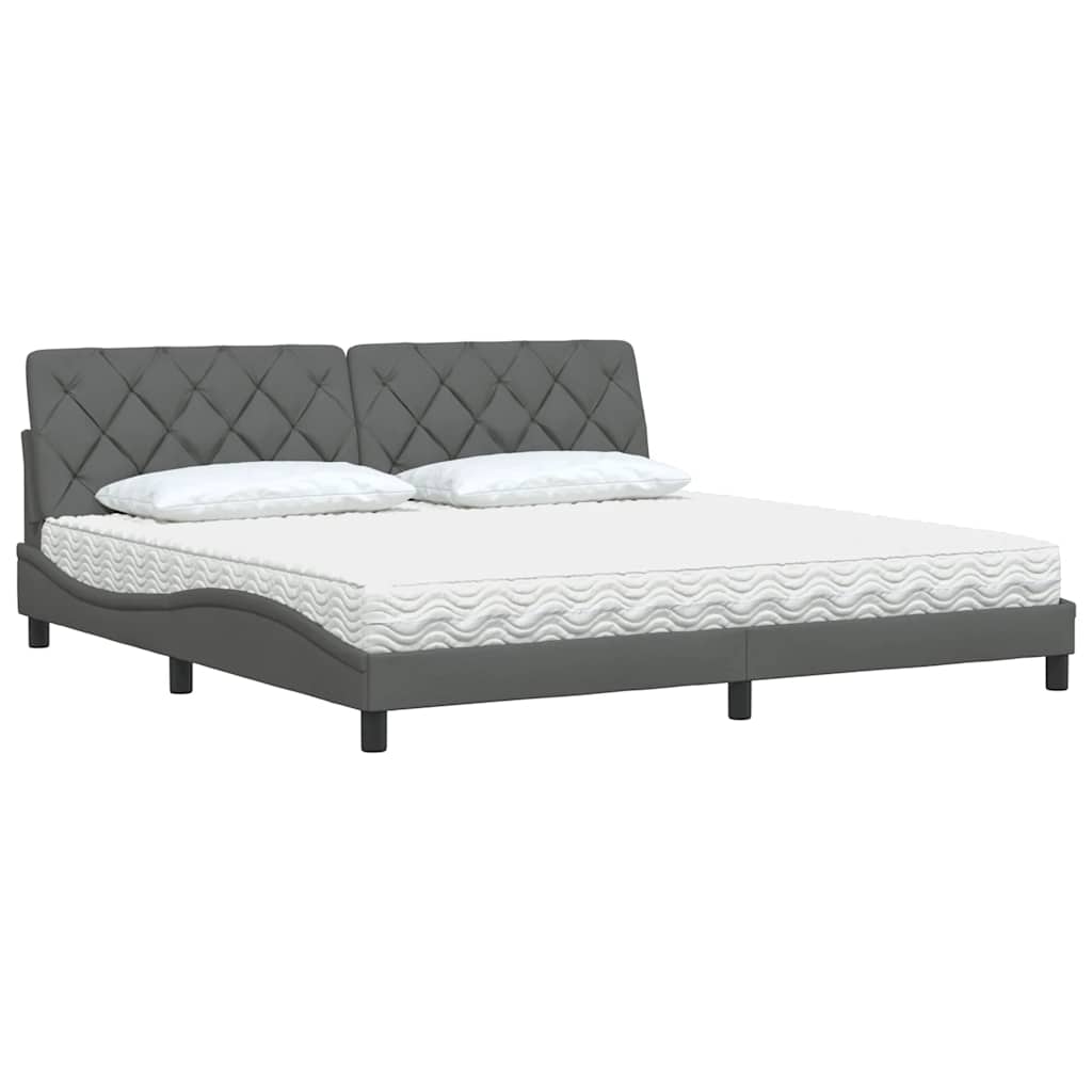 seng med madras 200x200 cm stof mørkegrå