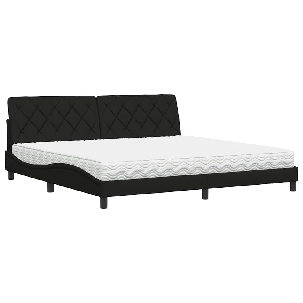 seng med madras 200x200 cm stof sort