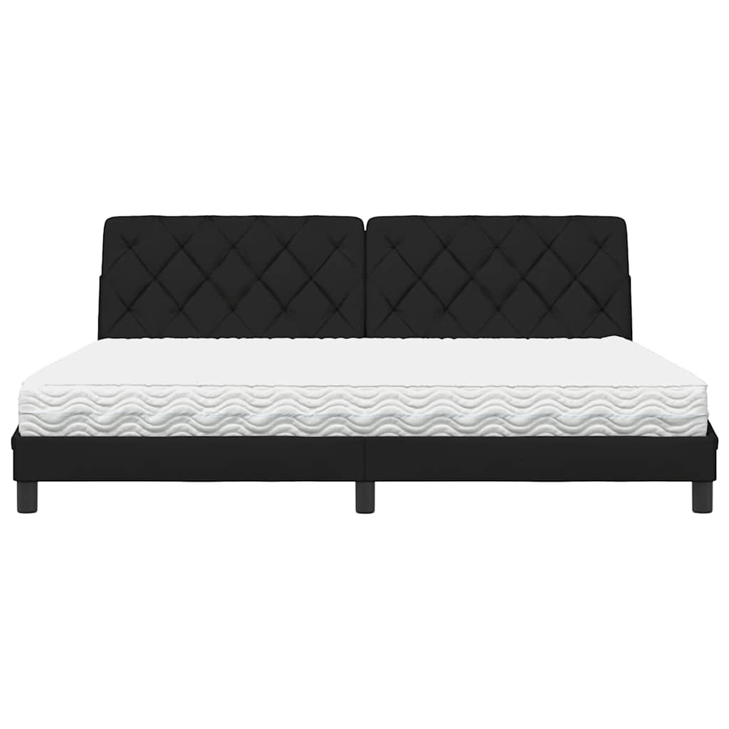 seng med madras 200x200 cm stof sort