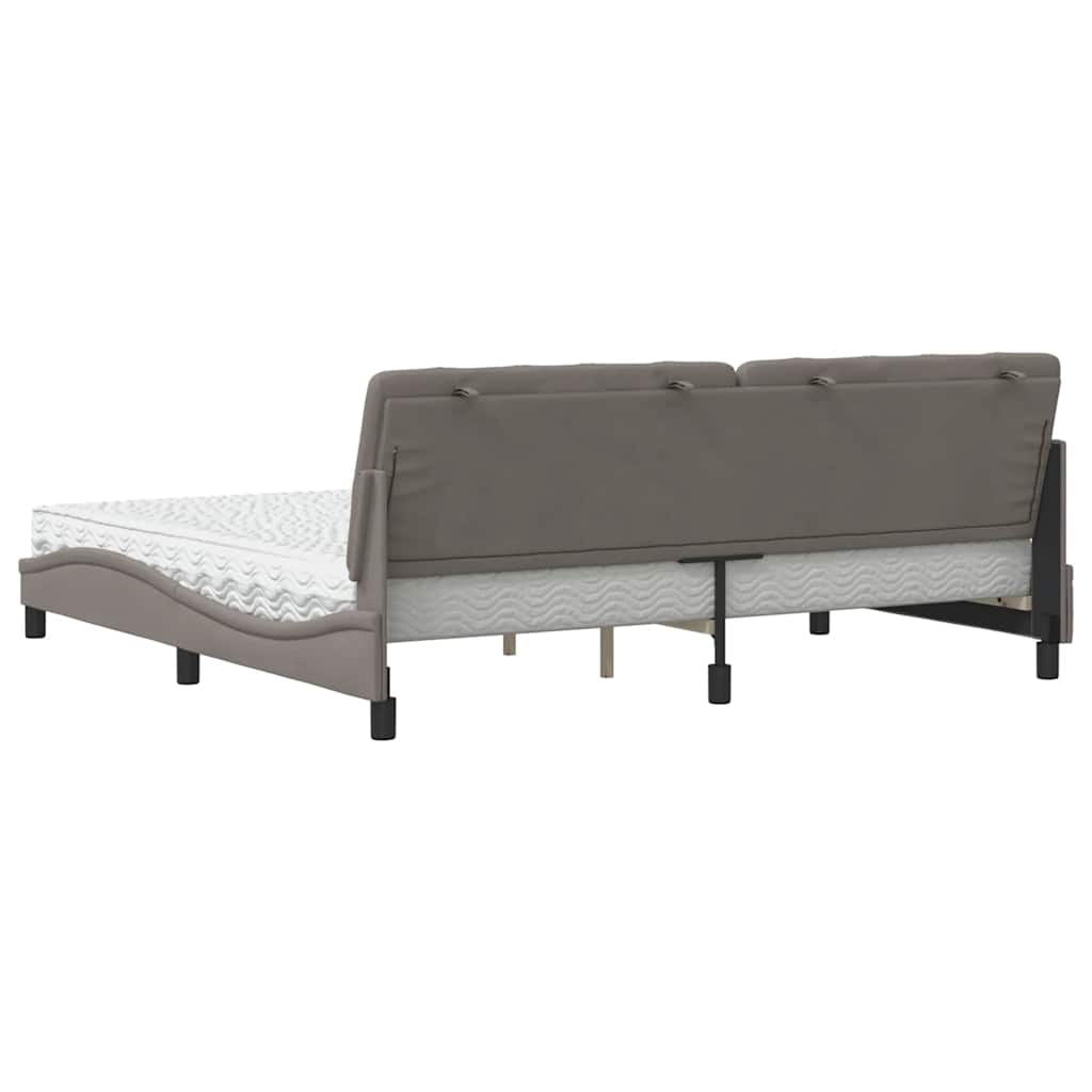 seng med madras 200x200 cm stof gråbrun