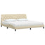 seng med madras 200x200 cm stof cremefarvet