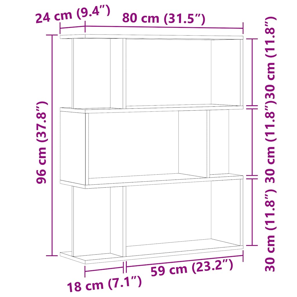 bogskab 80x24x96 cm konstrueret træ antikt træ