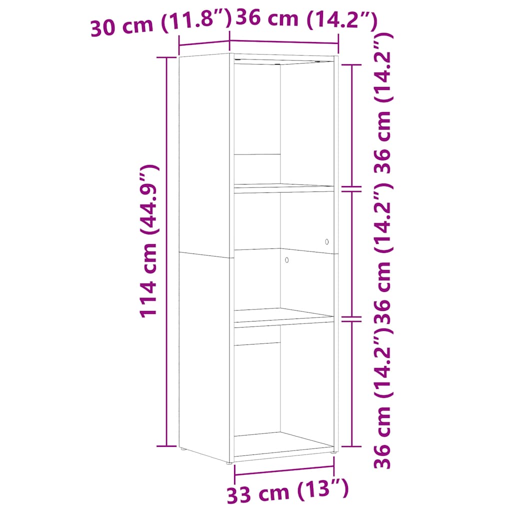Bogskab gammelt træ 36x30x114 cm konstruktionstræ