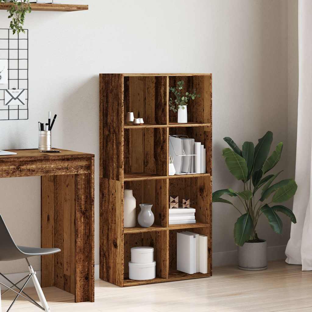 bogskab 66x30x130 cm konstrueret træ antikt træ